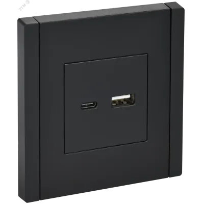 FORTE&PIANO Розетка USB A+C 18Вт FP151 черный IEK