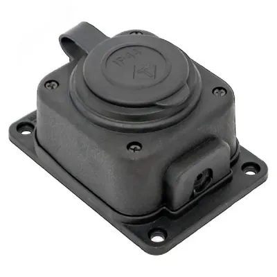 Роз. одномест. с защит. крышкой каучуковая 230В 2P+PE 16A IP44 DIY