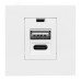 Розетка USB A+C, 2.1А, 2 гнезда, без индикатора, белая EKF