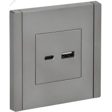 FORTE&PIANO Розетка USB A+C 18Вт FP551 сталь IEK