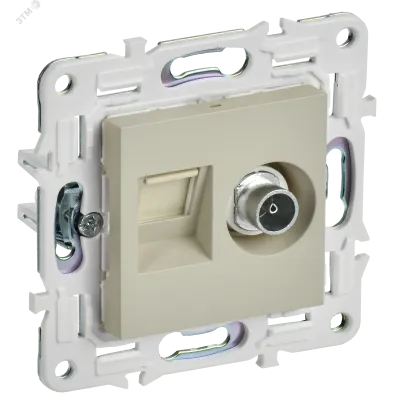 SKANDY Розетка двойная TV+RJ45 кат.5E SK-A14B бежевый IEK
