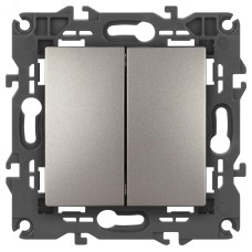 Переключатель ЭРА Elegance 14-1106-16 двойной, 10АХ-250В, титан