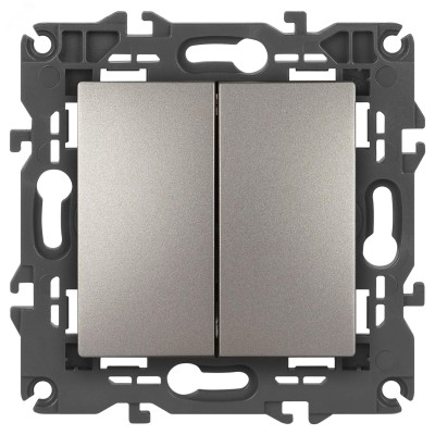 Переключатель ЭРА Elegance 14-1106-16 двойной, 10АХ-250В, титан