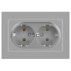 Розетка Intro Accent 6-205-03 2X2P+E Schuko, 16А-250В, IP20, СУ, AL/CU, алюминий
