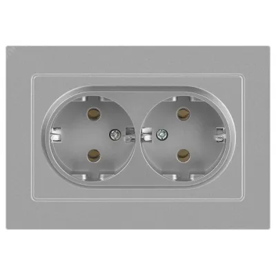 Розетка Intro Accent 6-205-03 2X2P+E Schuko, 16А-250В, IP20, СУ, AL/CU, алюминий