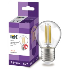 Лампа LED G45 шар прозр. 5Вт 230В 3000К E27 серия 360° IEK