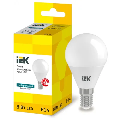 Лампа LED ALFA G45 шар 8Вт 230В 4000К E14