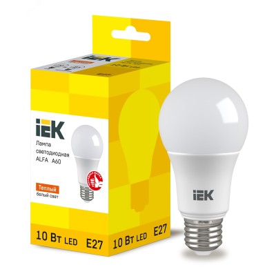 Лампа LED ALFA A60 груша 10Вт 230В 3000К E27 IEK
