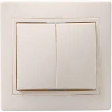 KVARTA Выключатель 2-клавишный 10А кер. ВС10-2-0-Км кремовый GENERICA