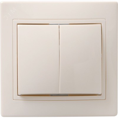 KVARTA Выключатель 2-клавишный 10А кер. ВС10-2-0-Км кремовый GENERICA