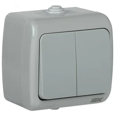 AQUATIC Выключатель 2-клавишный для открытой установки 10А IP54 ВС-20-2-0-А GENERICA