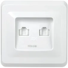 VEGA Розетка 2-местная компьютерная RJ45 кат.5е РК10-2-ВБ белый GENERICA