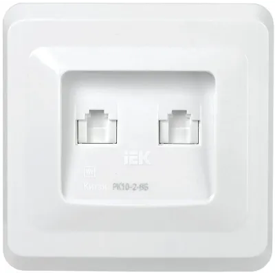 VEGA Розетка 2-местная компьютерная RJ45 кат.5е РК10-2-ВБ белый GENERICA