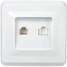 VEGA Розетка 2-местная RJ11/RJ45 РК/Т12-ВБ белый GENERICA