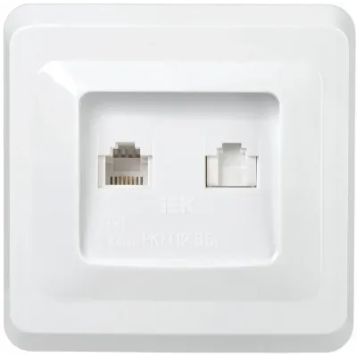 VEGA Розетка 2-местная RJ11/RJ45 РК/Т12-ВБ белый GENERICA