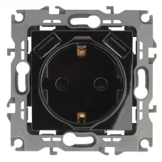 12-4109-06 ЭРА Розетка 2P+E 16A-250В, штор. с 2xUSB 5В-3А, Эра12, чёрный (10/100/2000)