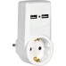 Адаптер Т-01/01 1 место 2P+PE 16А 2хUSB 2,1A белый
