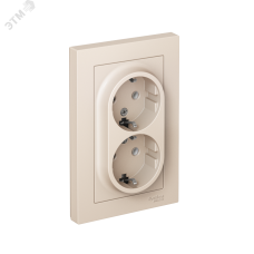 Розетка ATLASDESIGN двойная с заземлением 16А в сборе бежевый