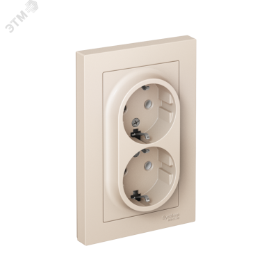 Розетка ATLASDESIGN двойная с заземлением 16А в сборе бежевый