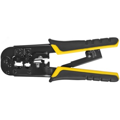 Кримпер для обжима разъемов RJ11, RJ12, RJ45, пластиковые прорезиненные ручки, 190 мм