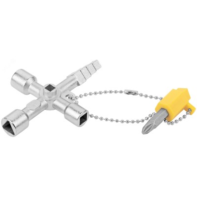 Ключ универсальный для электрошкафов 5-в-1, двусторонняя CrV бита PH2/SL7