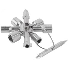 Ключ универсальный для электрошкафов 10-в-1, двусторонняя CrV бита РН2/SL7