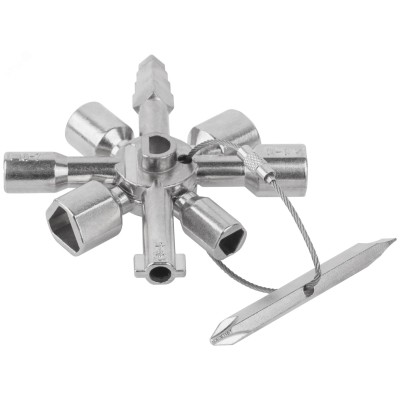 Ключ универсальный для электрошкафов 10-в-1, двусторонняя CrV бита РН2/SL7