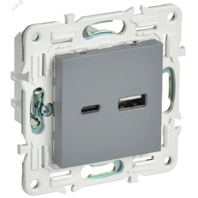 SKANDY Розетка USB A+C 18Вт SK-R13Gr серый IEK
