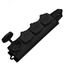 Колодка 4-х местная однофазная с заглушками КОМПАКТ каучук черный