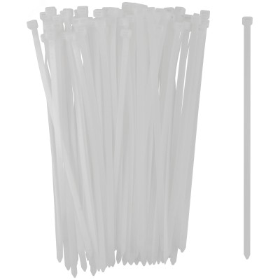 Хомуты нейлоновые для проводов, белые 100 шт.,  7,6х300 мм