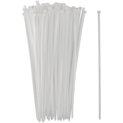 Хомуты нейлоновые для проводов, белые 100 шт.,  7,6х400 мм