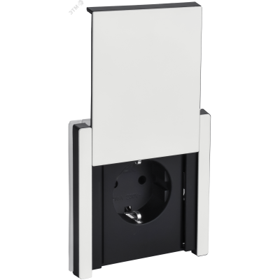 FORTE&PIANO Розетка 1-местная с заземлением с защитными шторками и крышкой винтовое крепление 16А IP44 FP221M металл белый IEK