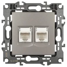 Розетка ЭРА Серия 12 12-3108-16 информационная двойная 2XRJ45, титан