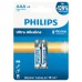 Батарейки Philips LR03E2W/51 ААА алкалиновые 1,5v 2 шт. LR03-2BL Ultra (2/24/144/14400)