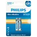 Батарейки Philips LR03E2W/51 ААА алкалиновые 1,5v 2 шт. LR03-2BL Ultra (2/24/144/14400) Батарейки Philips LR03E2W/51 ААА алкалиновые 1,5v 2 шт. LR03-2BL Ultra (2/24/144/14400)