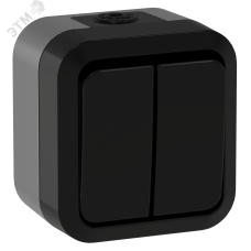 TORS Выключатель двухклавишный проходной 10А IP55 TS125 графит IEK