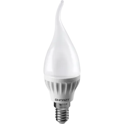 Лампа светодиодная LED 6вт Е14 дневной матовая свеча на ветру