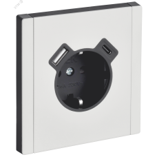 FORTE&PIANO Розетка 1-местная с заземлением с защитными шторками винтовое крепление 16А USB A+C 18Вт FP247M металл белый IEK