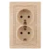 Розетка Intro Plano 1-205-11 с заземлением двойная 2X2P+E Schuko, 16А-250В, IP20, СУ, сосна
