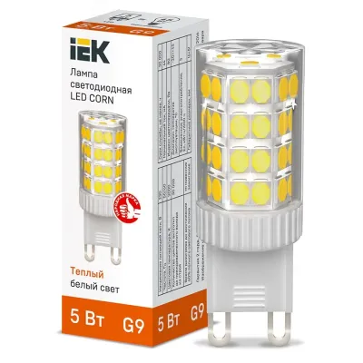 Лампа LED CORN капсула 5Вт 230В 3000К керамика G9 IEK