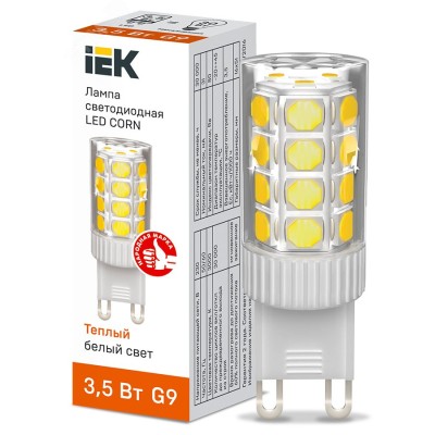 Лампа LED CORN капсула 3,5Вт 230В 3000К керамика G9 IEK