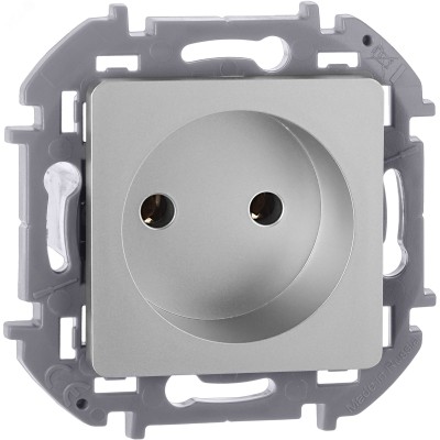 Розетка 1-местная без заземления без защитных шторок 16А алюминий INSPIRIA