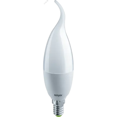 Лампа светодиодная LED 8.5вт Е14 белый матовая свеча на ветру