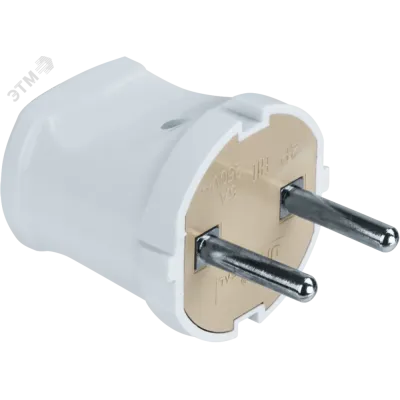 Вилка Navigator прямая без заземления белая 61 358 NCA-PL01-6A-X-WH