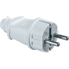 Вилка Navigator прямая с заземлением белая 61 359 NCA-PL02-16A-E-WH