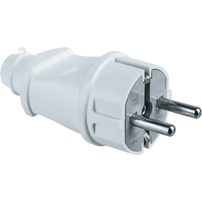 Вилка Navigator прямая с заземлением белая 61 359 NCA-PL02-16A-E-WH