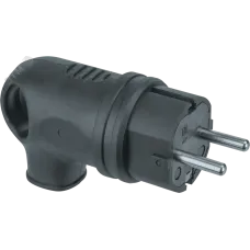 Вилка Navigator угловая с заземлением каучук черная 61 367 NCA-PLR01-16A-E-IP44-BL