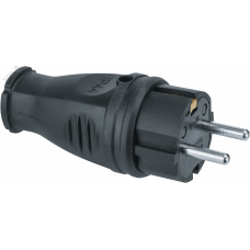 Вилка Navigator 61 368 NCA-PLR02-16A-E-IP44-BL прямая с заземлением каучук черная