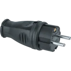 Вилка Navigator прямая с заземлением каучук черная 61 368 NCA-PLR02-16A-E-IP44-BL