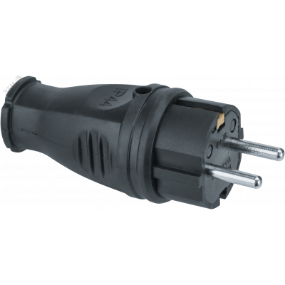Вилка Navigator 61 368 NCA-PLR02-16A-E-IP44-BL прямая с заземлением каучук черная